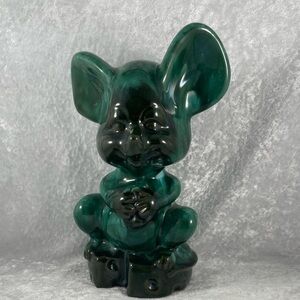 Rare Blue Mountain Pottery Mouse Sitting on Cheese